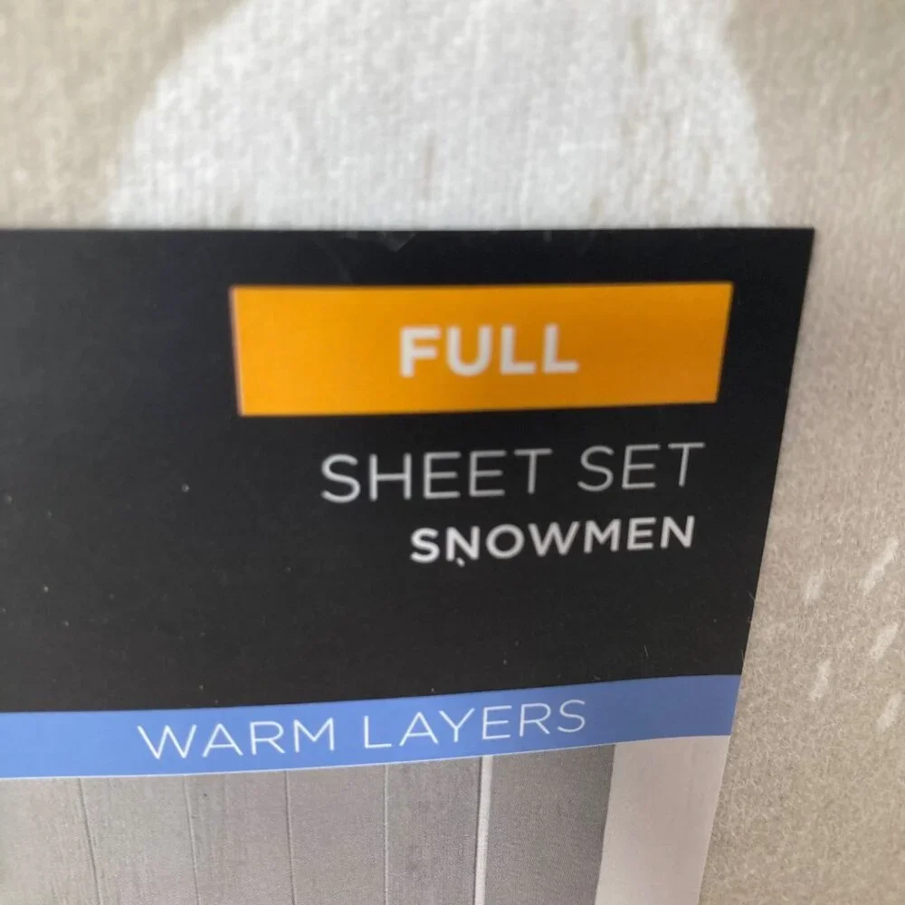Cuddl Duds Brushed Cotton Full‎ Sheet Set In Bag Snowmen NIP